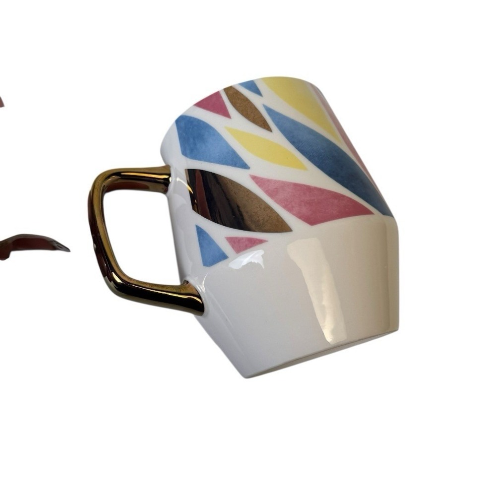 Edible Arrangements Mug Gold Pink Blue Abstract, Painted Look Leaf‎ Spring Mug - Picture 5 of 7